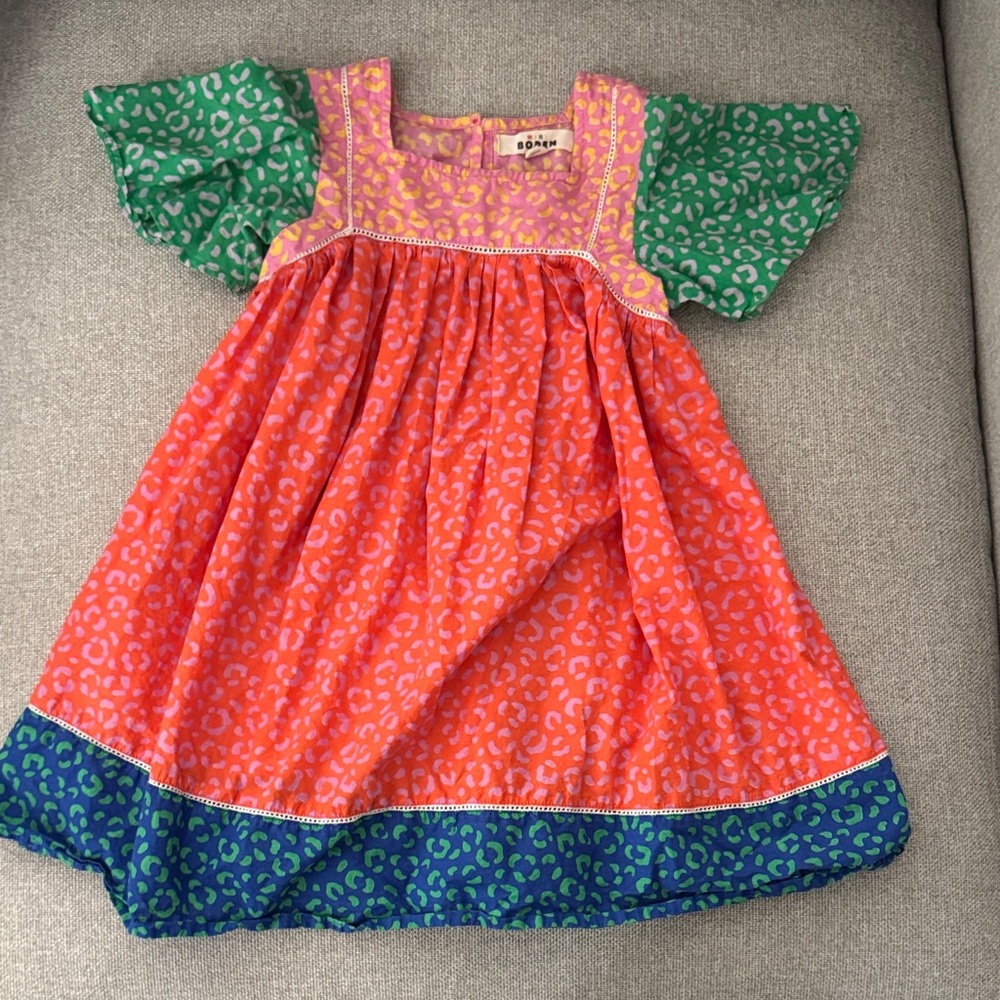 Mini Boden Multicolor Kids Dress with Green and Blue